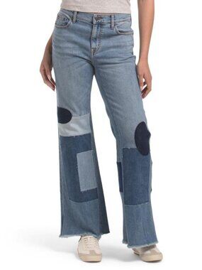 JOHNNY WAS The Patched Straight Flare Jeans